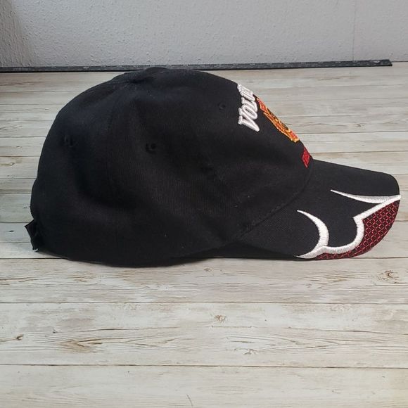 Black Volunteer Firefighter Embroidered Fire Fighter Baseball Cap Hat Velcro - Picture 4 of 9